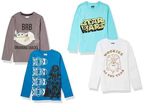 Amazon Essentials Disney | Marvel | Star Wars Jungen Langärmlige T-Shirts (zuvor Spotted Zebra), 4er-Pack, Star Wars, 4 Jahre von Amazon Essentials