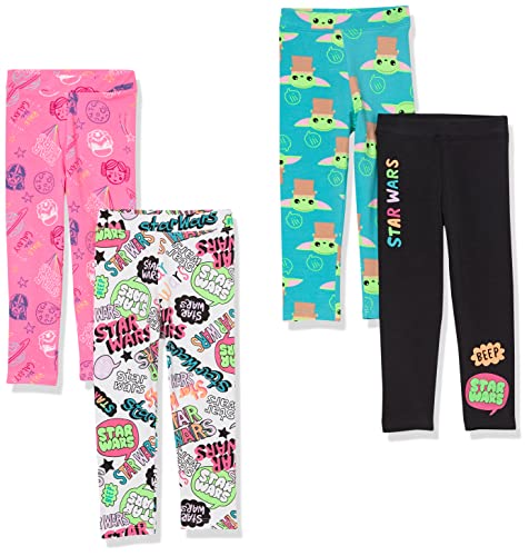 Amazon Essentials Disney | Marvel | Star Wars | Frozen | Princess Mädchen Leggings, 4er-Pack, Star Wars Child, 9 Jahre von Amazon Essentials