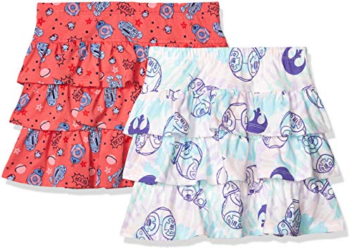 Amazon Essentials Disney | Marvel | Star Wars | Frozen | Princess Mädchen Strick-Skortröcke mit Rüschen (zuvor Spotted Zebra), 2er-Pack, Rot/Weiß/Star Wars/Batik, 9 Jahre von Amazon Essentials