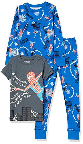 Amazon Essentials Disney | Marvel | Star Wars Jungen Pyjama-Set (Früher Spotted Zebra), 2er-Pack, Blau/Grau/Marvel Spider-Man, 5 Jahre von Amazon Essentials