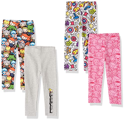 Amazon Essentials Disney | Marvel | Star Wars | Frozen | Princess Mädchen Leggings, 4er-Pack, Marvel Captain America, 8 Jahre von Amazon Essentials