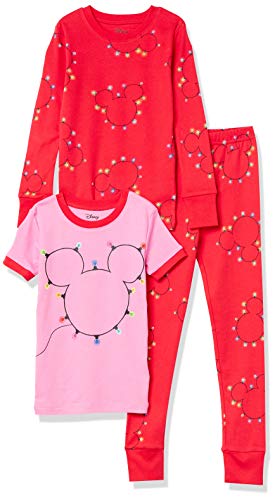 Amazon Essentials Disney | Marvel | Star Wars Mädchen Pyjama-Set (Früher Spotted Zebra), Rosa/Rot, Mickey Holiday, 9 Jahre von Amazon Essentials