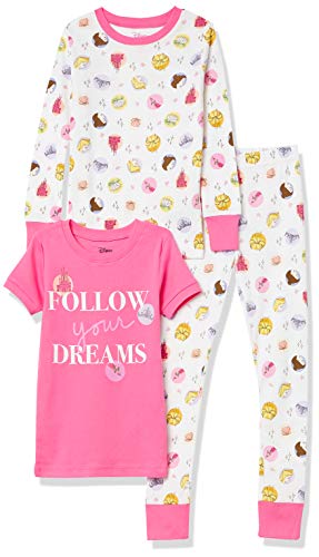 Amazon Essentials Disney | Marvel | Star Wars Mädchen Pyjama-Set (Früher Spotted Zebra), Rosa/Weiß, Prinzessin/Punkte, 8 Jahre von Amazon Essentials