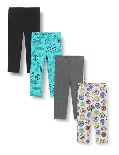 Amazon Essentials Disney | Marvel | Star Wars | Frozen | Princess Mädchen Leggings, 4er-Pack, Marvel Icons, 8 Jahre von Amazon Essentials