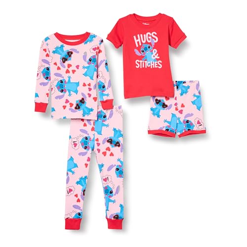 Amazon Essentials Disney | Marvel | Star Wars Mädchen Pyjama-Set (Früher Spotted Zebra), Pink/Red, Stitch Hugs, 4 Jahre von Amazon Essentials