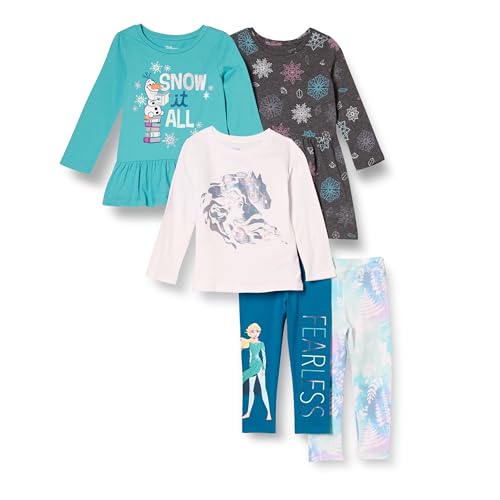 Amazon Essentials Disney | Marvel | Star Wars | Frozen | Princess Mädchen Outfit-Sets zum Kombinieren, 5er-Pack, Frozen 2 Fearless, 3 Jahre von Amazon Essentials
