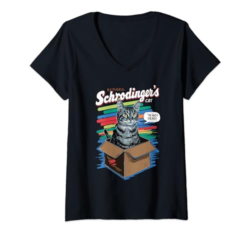 Damen Schrödingers Katze T-Shirt mit V-Ausschnitt von Spottydogg Creatives