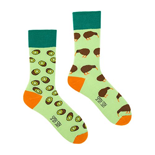 Spox Sox Casual Unisex für Damen und Herren – lustige, mehrfarbige, bunte, verrückte, unterschiedliche, gemusterte Socken für Individualisten, Gr. 36-39, Kiwi von Spox Sox