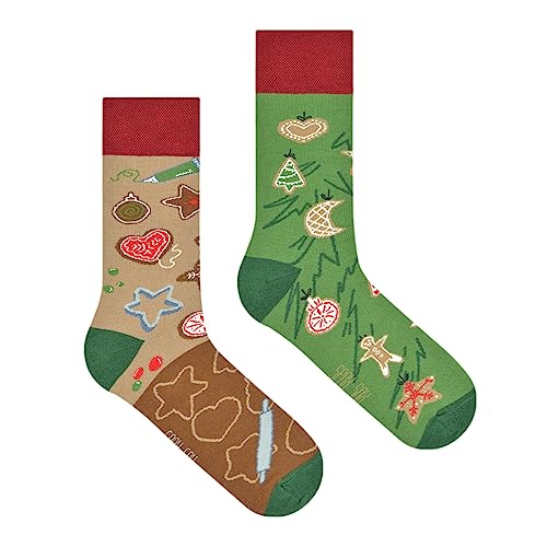 Spox Sox Casual Unisex für Damen und Herren - lustige, mehrfarbige, bunte, verrückte, unterschiedliche, gemusterte Socken für Individualisten, Gr. 36-39, Lebkuchen von Spox Sox