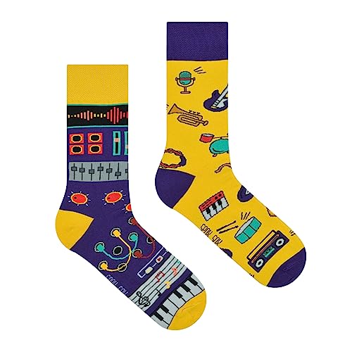 Spox Sox Casual Unisex für Damen und Herren - lustige, mehrfarbige, bunte, verrückte, unterschiedliche, gemusterte Socken für Individualisten, Gr. 36-39, Musik von Spox Sox