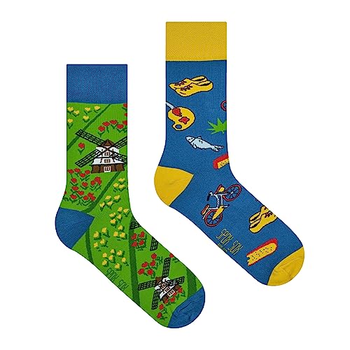 Spox Sox Casual Unisex für Damen und Herren - lustige, mehrfarbige, bunte, verrückte, unterschiedliche, gemusterte Socken für Individualisten, Gr. 36-39, Niederlande von Spox Sox