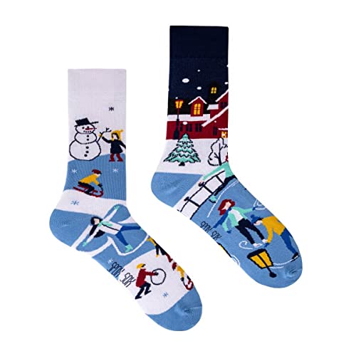 Spox Sox Casual Unisex für Damen und Herren – lustige, mehrfarbige, bunte, verrückte, unterschiedliche, gemusterte Socken für Individualisten, Gr. 36-39, Winterspaß von Spox Sox