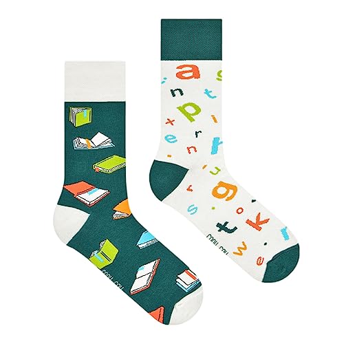 Spox Sox Casual Unisex für Damen und Herren - lustige, mehrfarbige, bunte, verrückte, unterschiedliche, gemusterte Socken für Individualisten, Gr. 40-43, Bücher von Spox Sox