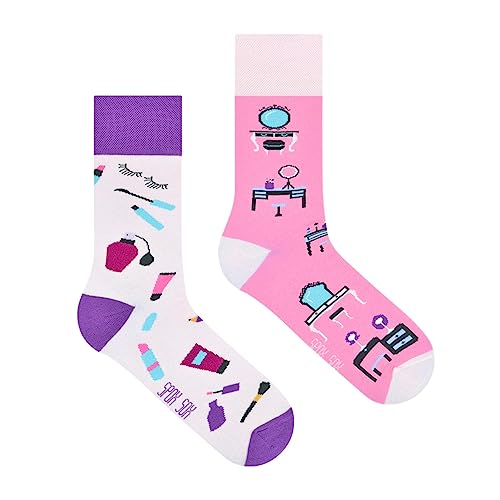 Spox Sox Casual Unisex für Damen und Herren - lustige, mehrfarbige, bunte, verrückte, unterschiedliche, gemusterte Socken für Individualisten, Gr. 40-43, Make-up von Spox Sox