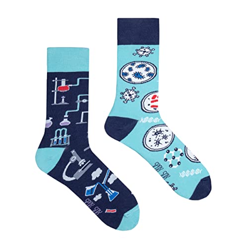 Spox Sox Casual Unisex für Damen und Herren – lustige, mehrfarbige, bunte, verrückte, unterschiedliche, gemusterte Socken für Individualisten, Gr. 44-46, Labor von Spox Sox