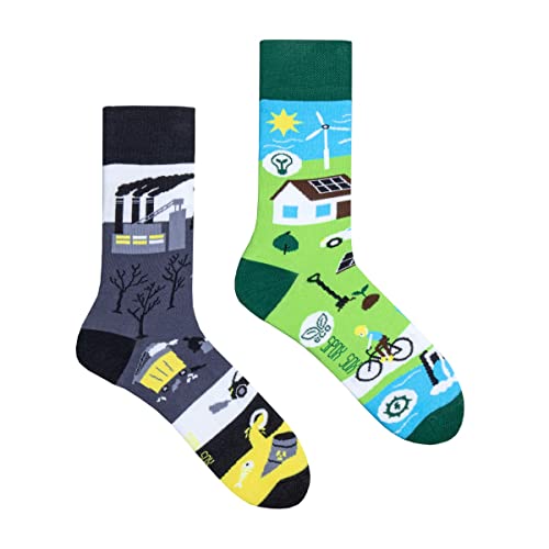 Spox Sox Casual Unisex für Damen und Herren – lustige, mehrfarbige, bunte, verrückte, unterschiedliche, gemusterte Socken für Individualisten, Gr. 44-46, Ökologie von Spox Sox