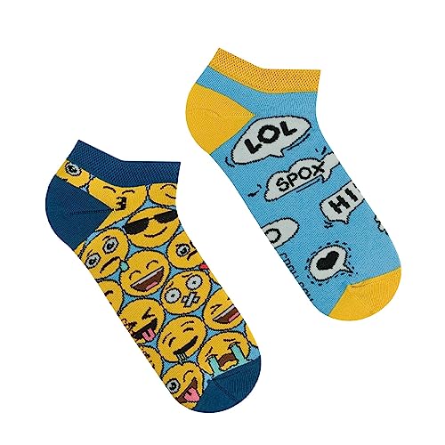 Spox Sox Casual Unisex für Damen und Herren - lustige, mehrfarbige, bunte, verrückte, unterschiedliche Sneaker Socken für Individualisten, Gr. 36-39, Emoticons von Spox Sox