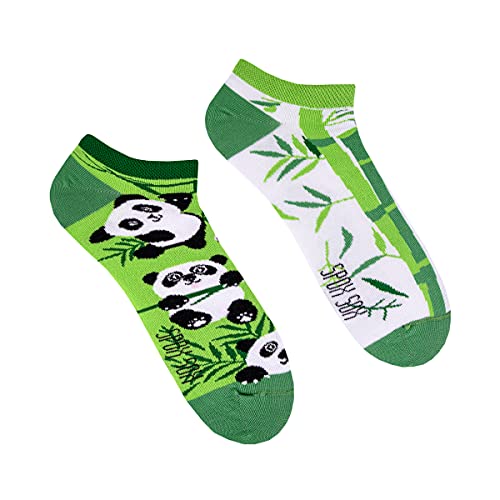 Spox Sox Casual Unisex für Damen und Herren – lustige, mehrfarbige, bunte, verrückte, unterschiedliche Sneaker Socken für Individualisten, Gr. 36-39, Großer Panda von Spox Sox