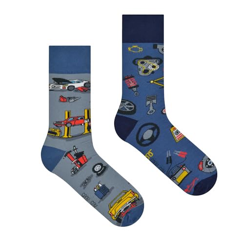 Spox Sox Casual Unisex - lustige, verrückte, bunte Socken für Damen und Herren, Gr. 36-39, Autowerkstatt von Spox Sox