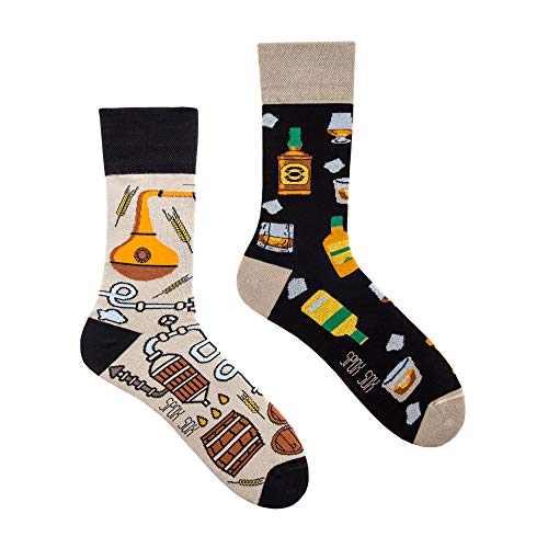 Spox Sox Casual Unisex für Damen und Herren – lustige, mehrfarbige, bunte, verrückte, unterschiedliche, gemusterte Socken für Individualisten, Gr. 40-43, Whisky von Spox Sox