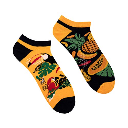 Spox Sox Casual Unisex für Damen und Herren – lustige, mehrfarbige, bunte, verrückte, unterschiedliche Sneaker Socken für Individualisten, Gr. 36-39, Tropisch von Spox Sox