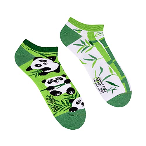 Spox Sox Casual Unisex für Damen und Herren – lustige, mehrfarbige, bunte, verrückte, unterschiedliche Sneaker Socken für Individualisten, Gr. 40-43, Großer Panda von Spox Sox