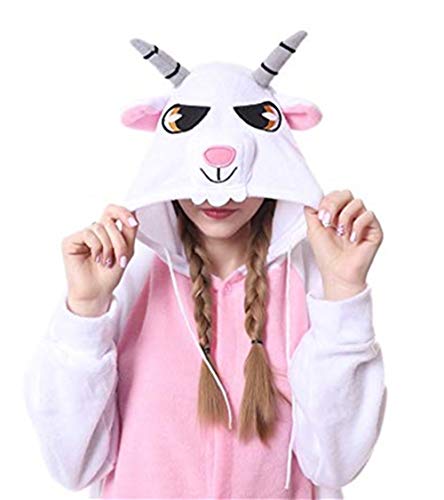 Tier Onesie Pyjama Cosplay Ziege Kostüme Jumpsuit Nachtwäsche Schlafanzug Fasching Cosplay Karneval von Spphin's