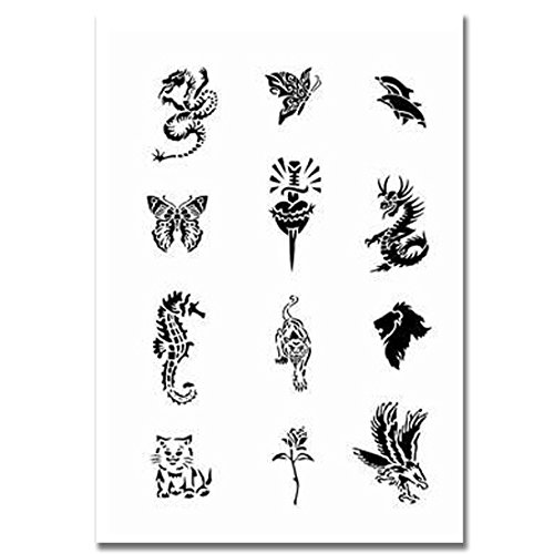 Airbrush Tattoo Schablone Kinder Set 93 Mylar Folie wiederverwendbar von SprayOn Airbrush