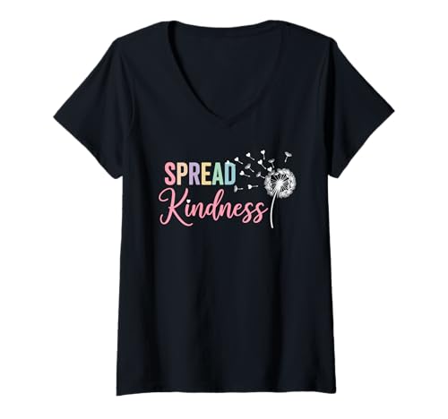 Damen Spread Kindness Shirts for Women Summer Dandelion Kindness T-Shirt mit V-Ausschnitt Damen Spread Kindness Shirts for Women Summer Dandelion Kindness T-Shirt mit V-Ausschnitt von Spread Kindness Tees for Teacher Women Outfit