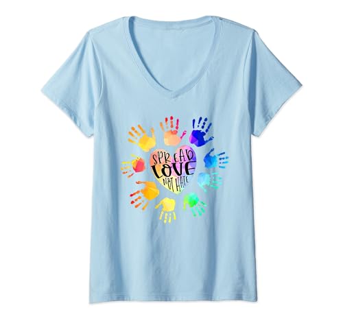 Damen Spread Love Not Hate Anti Rassism and Bullying Human Rights T-Shirt mit V-Ausschnitt Damen Spread Love Not Hate Anti Rassism and Bullying Human Rights T-Shirt mit V-Ausschnitt von Spread Love Not Hate