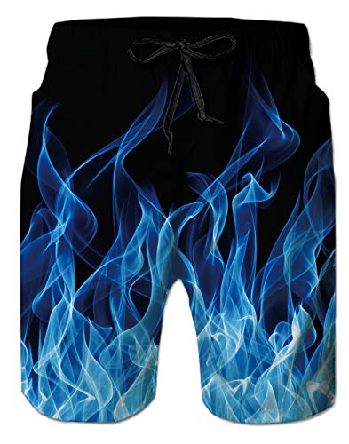 Spreadhoodie 3D Feuer Herren Badehose für Männer Blau Beachshorts Gemälde Badeshorts Gym Strand Shorts Schwimmhose S von Spreadhoodie