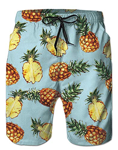 Spreadhoodie Ananas Badehose für Männer Lusting Hawaii 3D Pineapple Badeshorts Beachshorts Surfen Hose Kurz Shorts Blau XXL von Spreadhoodie