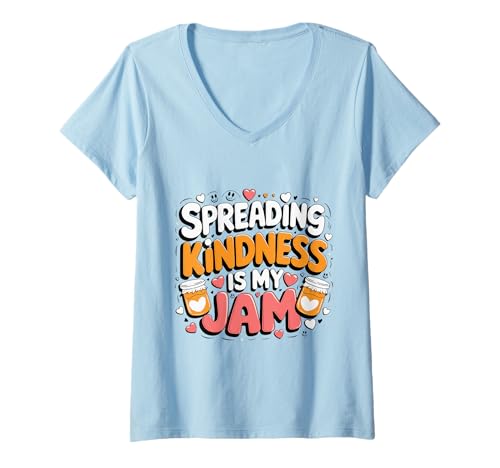 Damen Spreading Kindness is My Jam Orange Unity Day Anti-Mobbing T-Shirt mit V-Ausschnitt Damen Spreading Kindness is My Jam Orange Unity Day Anti-Mobbing T-Shirt mit V-Ausschnitt von Spreading Kindness is My Jam Orange Unity Day