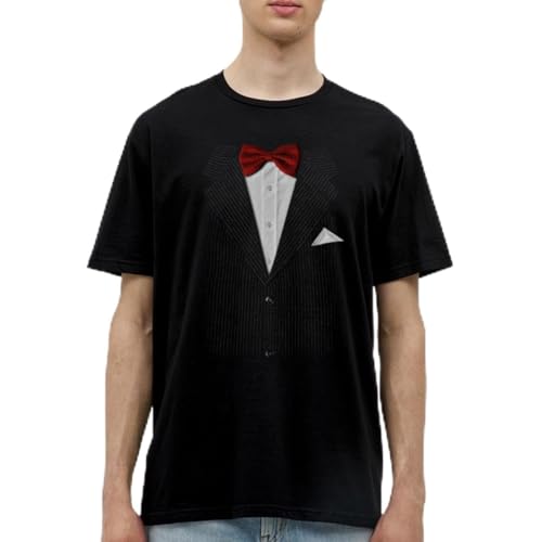 Spreadshirt Falscher Anzug Mit Fliege Scherz Männer T-Shirt, XL, Schwarz von Spreadshirt