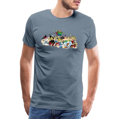 Spreadshirt Asterix & Obelix - Attacke Männer Premium T-Shirt, L, Blaugrau von Spreadshirt