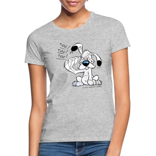Spreadshirt Asterix & Obelix Idefix Klopft TOC TOC TOC Frauen T-Shirt, XL, Grau meliert von Spreadshirt