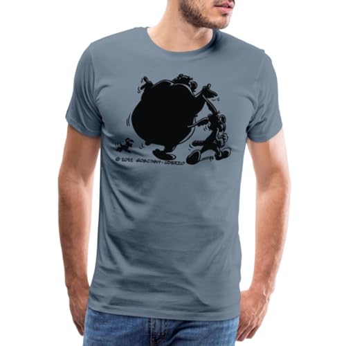 Spreadshirt Asterix & Obelix - Schatten Spaziergang Mit Idefix Männer Premium T-Shirt, XXL, Blaugrau von Spreadshirt