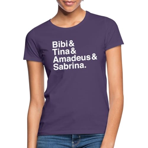 Spreadshirt Bibi Und Tina Amadeus Sabrina Typographie weiß Frauen T-Shirt, M, Dunkellila von Spreadshirt