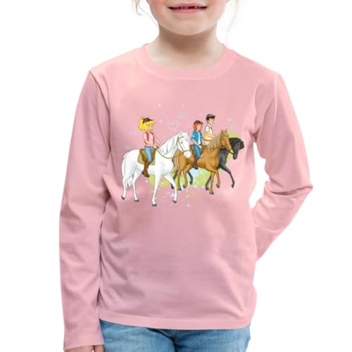 Spreadshirt Bibi Und Tina Ausritt Mit Alexander Falkenstein Kinder Premium Langarmshirt, 110/116 (4 Jahre), Hellrosa von Spreadshirt