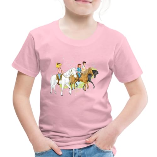 Spreadshirt Bibi Und Tina Ausritt Mit Alexander Falkenstein Kinder Premium T-Shirt, 110/116 (4 Jahre), Hellrosa von Spreadshirt