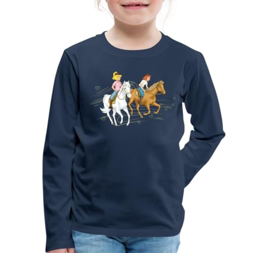 Spreadshirt Bibi Und Tina Ausritt Mit Amadeus Und Sabrina Kinder Premium Langarmshirt, 122/128 (6 Jahre), Navy von Spreadshirt