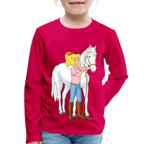 Spreadshirt Bibi Und Tina Bibi Mit Stute Sabrina Kinder Premium Langarmshirt, 122/128 (6 Jahre), Dunkles Pink von Spreadshirt