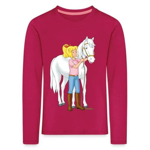 Spreadshirt Bibi Und Tina Bibi Mit Stute Sabrina Kinder Premium Langarmshirt, 122/128 (6 Jahre), Dunkles Pink von Spreadshirt