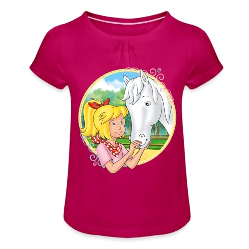 Spreadshirt Bibi Und Tina Streicheleinheiten Sabrina Mädchen T-Shirt mit Raffungen, 6 Jahre, Fuchsia von Spreadshirt