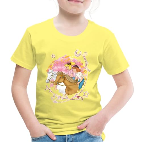 Spreadshirt Bibi Und Tina Wettreiten Im Wald Kinder Premium T-Shirt, 122/128 (6 Jahre), Gelb von Spreadshirt