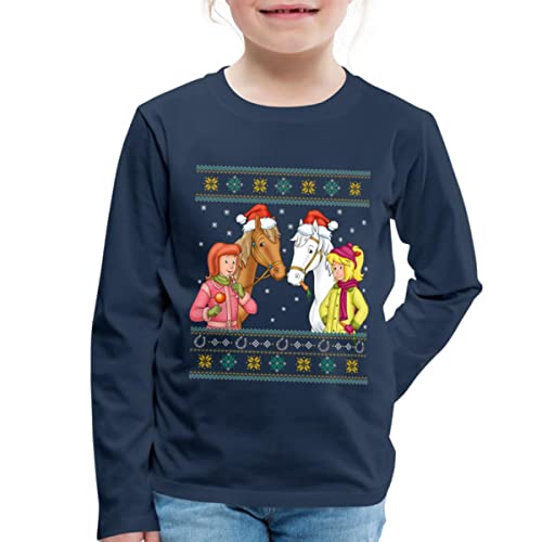 Spreadshirt Bibi und Tina Amadeus Sabrina Weihnachts-Design Kinder Premium Langarmshirt, 122/128 (6 Jahre), Navy von Spreadshirt