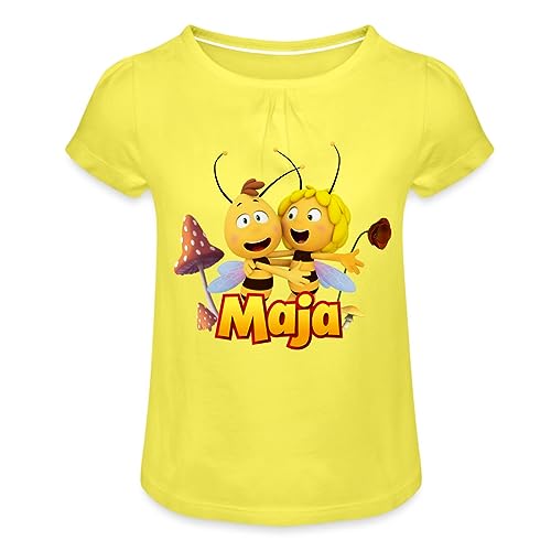 Spreadshirt Biene Maja Freundschaft Mit Willi Mädchen T-Shirt mit Raffungen, 4 Jahre, Gelb von Spreadshirt