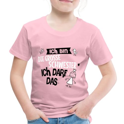 Spreadshirt Bin Grosse Schwester Ich Darf Das Spruch Kinder Premium T-Shirt, 110/116 (4 Jahre), Hellrosa von Spreadshirt