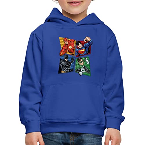 Spreadshirt DC Comics Justice League Superhelden Kinder Premium Hoodie, 122/128 (7-8 Jahre), Royalblau von Spreadshirt