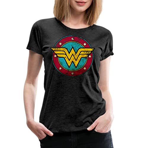 Spreadshirt DC Comics Wonder Woman Logo Used Look Frauen Premium T-Shirt, L, Anthrazit von Spreadshirt